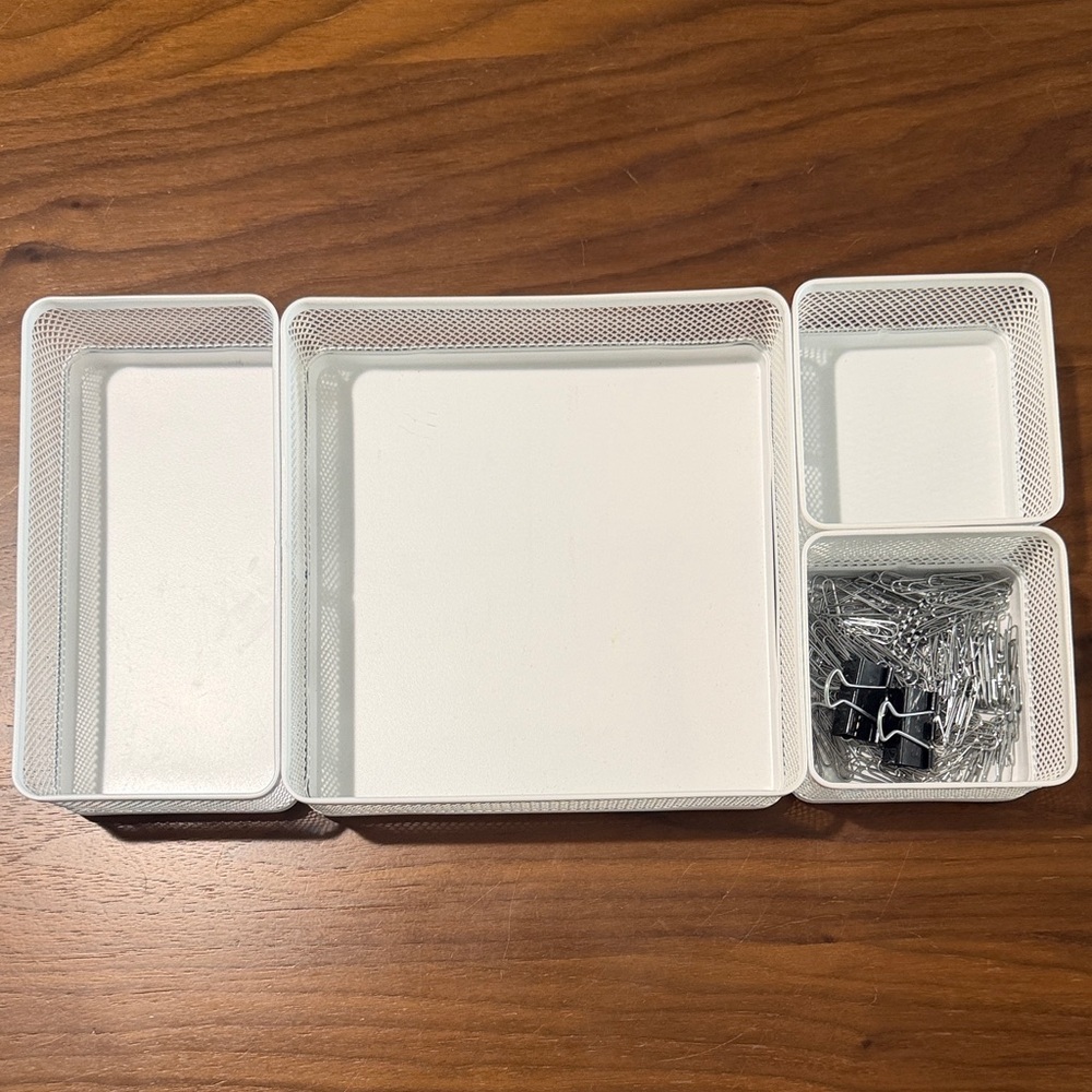 White Mesh Desk Organizer Set